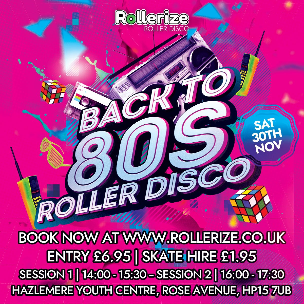 Back to the 80's roller disco event Saturday 30th november